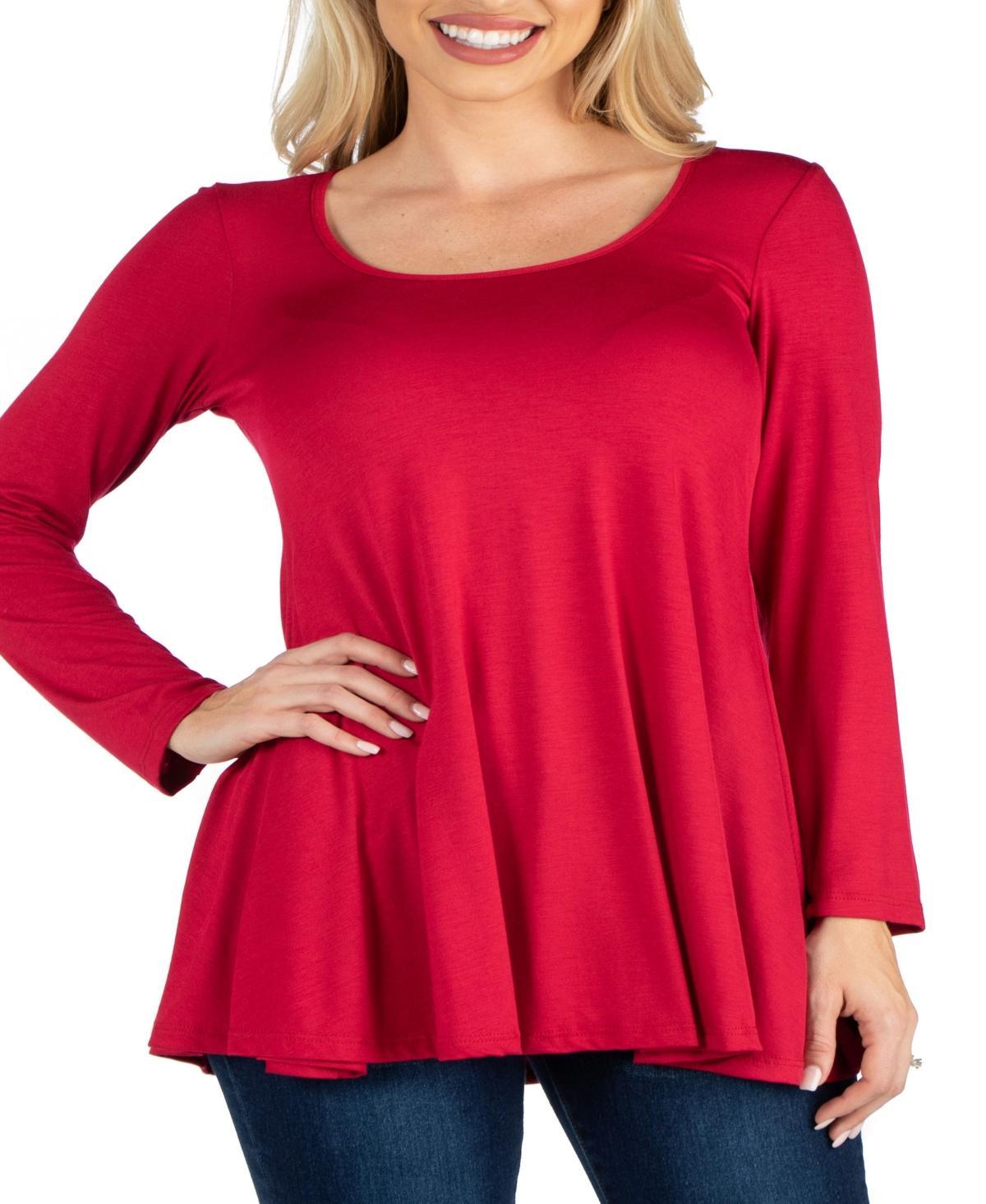 Womens Long Sleeve Swing Style Flared Tunic Top Product Image