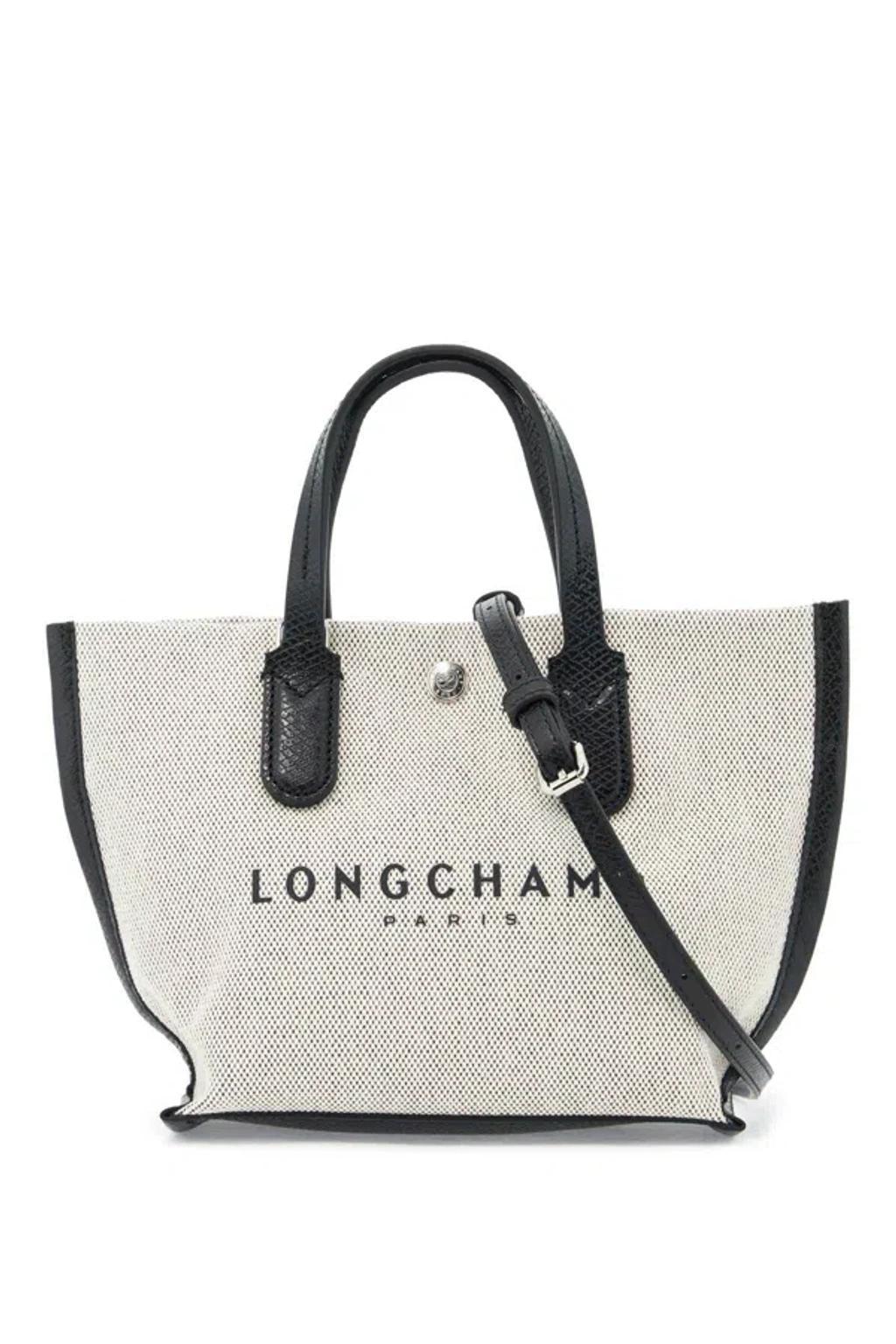 LONGCHAMP Essential Toile Xs Canvas Top Handle Bag In White Product Image