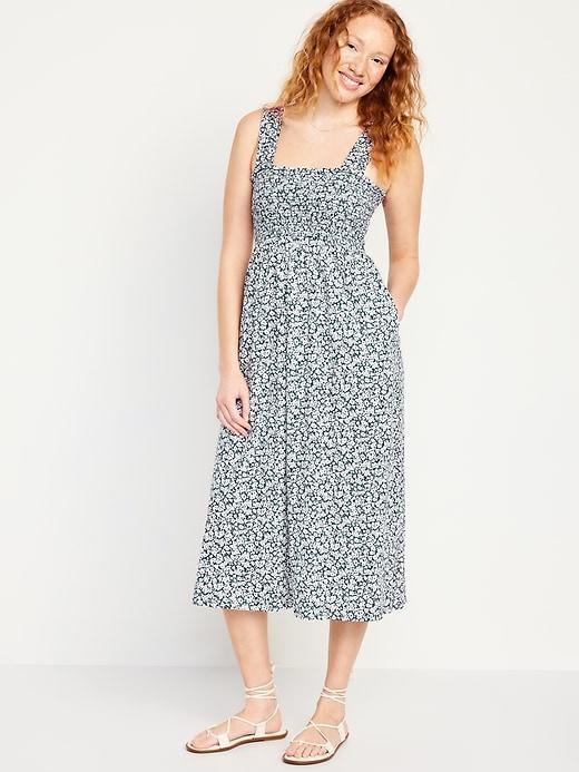 Fit & Flare Smocked Midi Dress Product Image