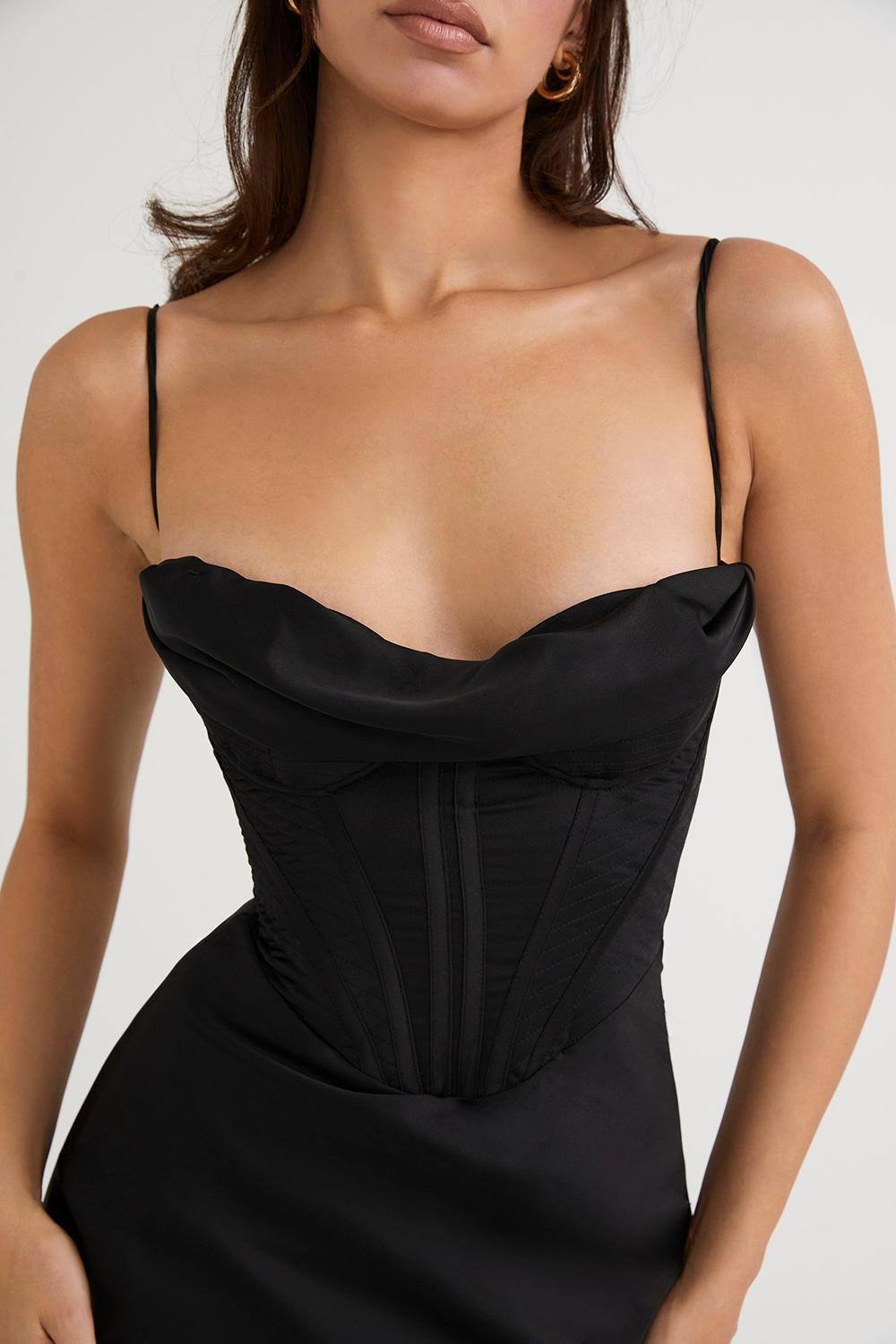 Charmaine Black Corset Maxi Dress Product Image