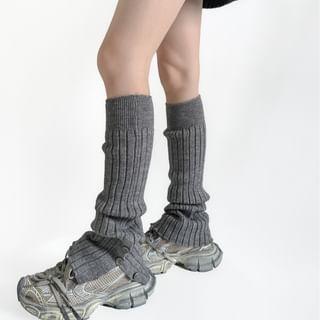 Button Ribbed Knit Leg Warmers Product Image