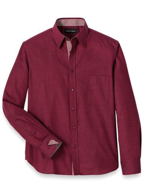 Cotton Solid Casual Shirt - Burgundy Product Image