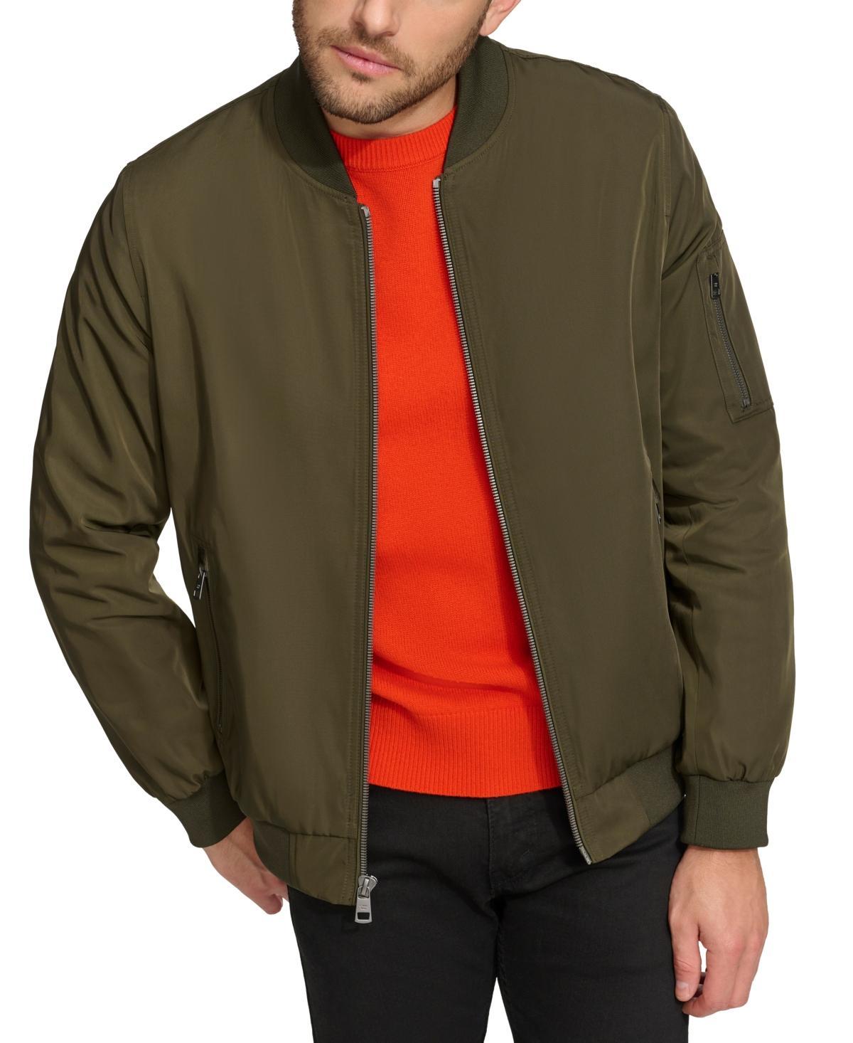 Calvin Klein Mens Solid-Color Zipper Flight Jacket Product Image