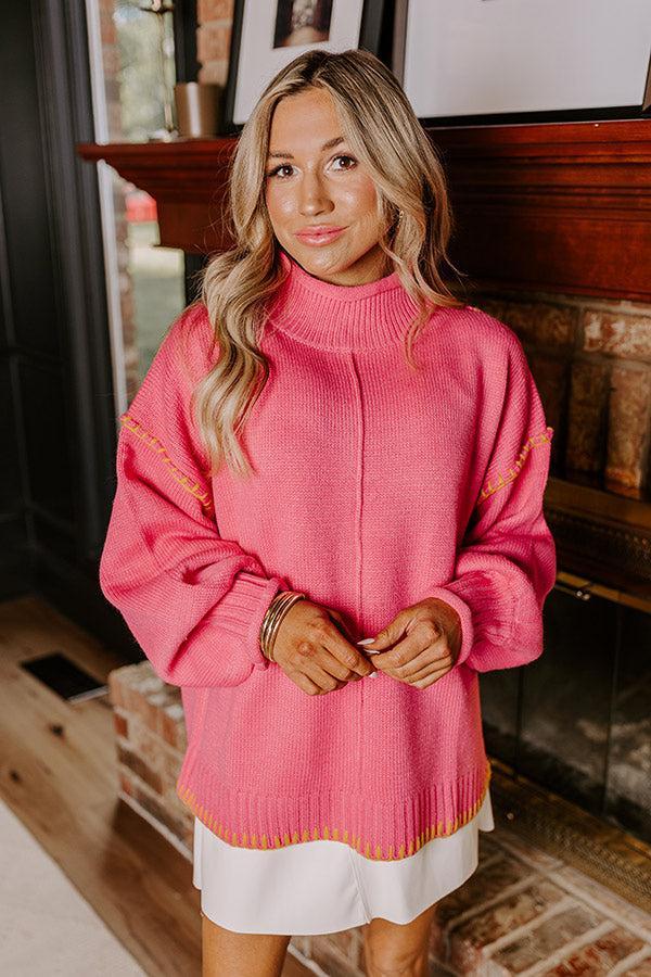 Cuddle Season Knit Sweater in Pink Product Image