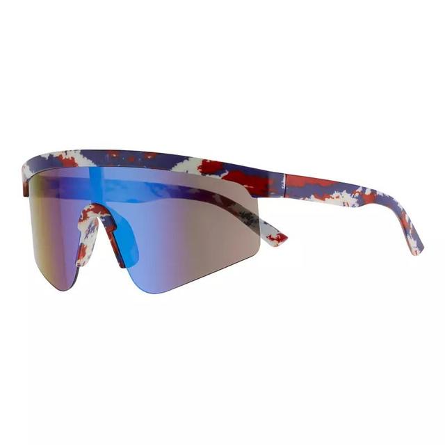 Mens Cali Blue Patterned Plastic Shield Sunglasses Product Image