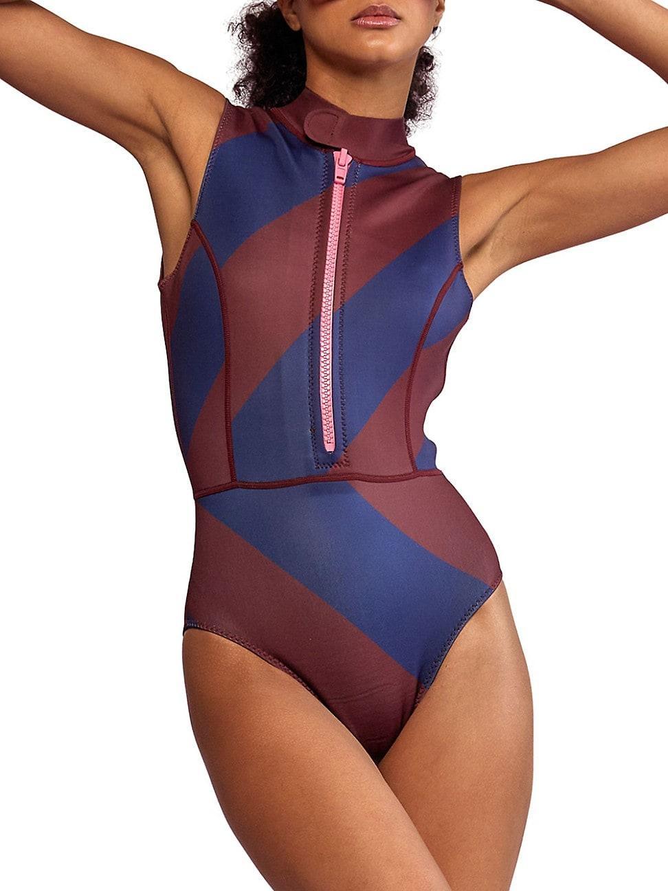 Womens Sleeveless Striped Neoprene Wetsuit Product Image