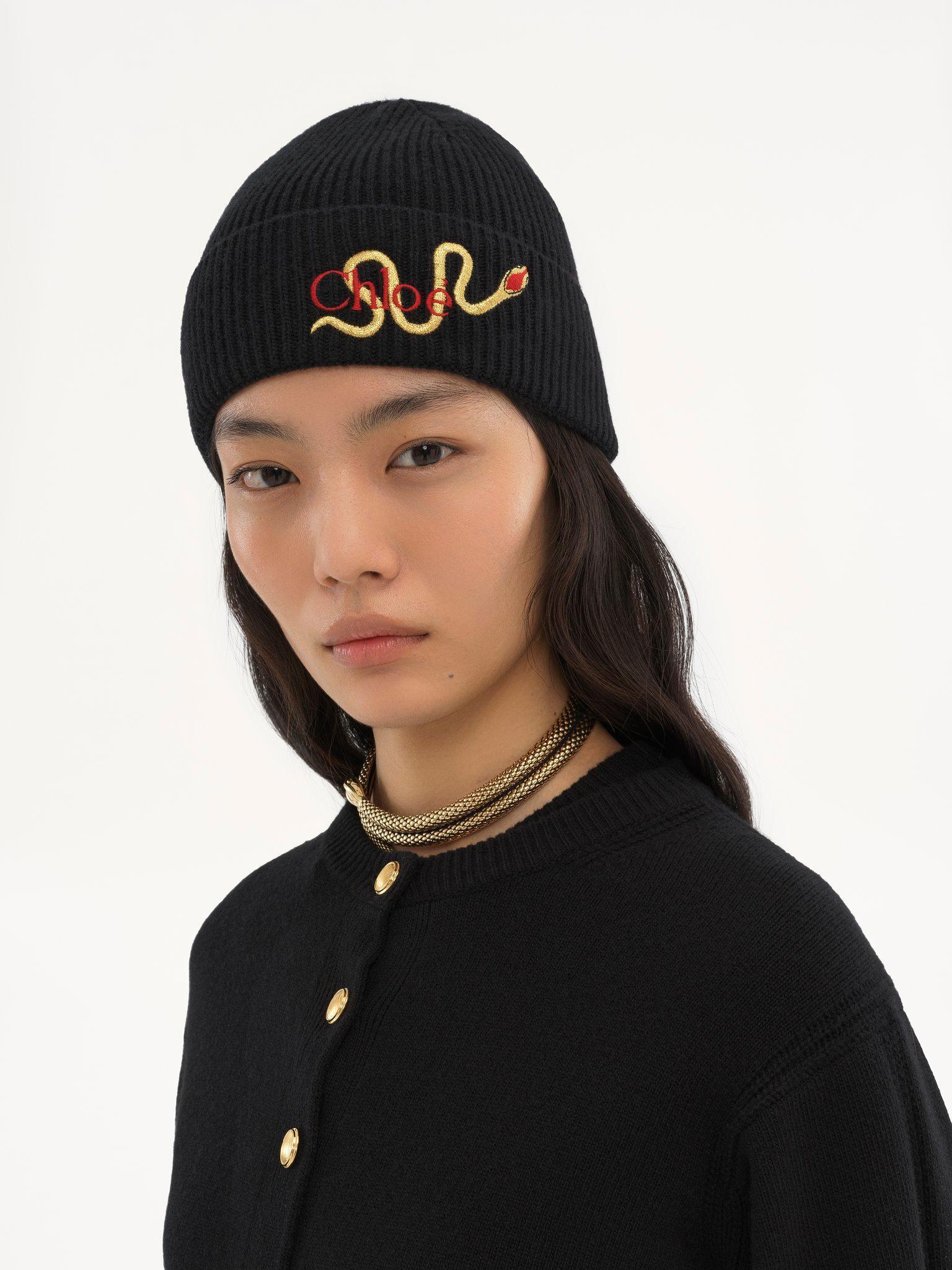 The Chloé Snake beanie in wool & cashmere knit Product Image