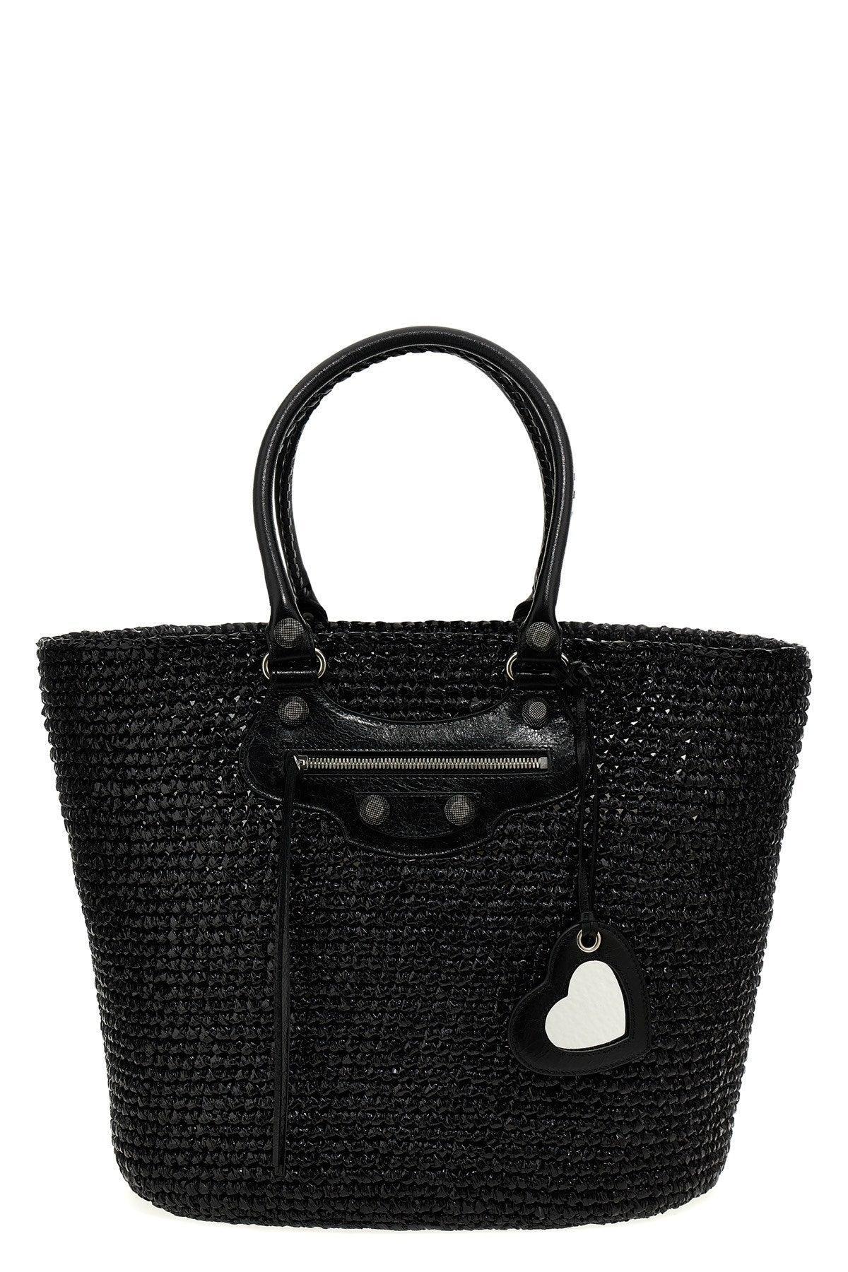 Woman Black Raffia Large Le Cagole Panier Shopping Bag Product Image