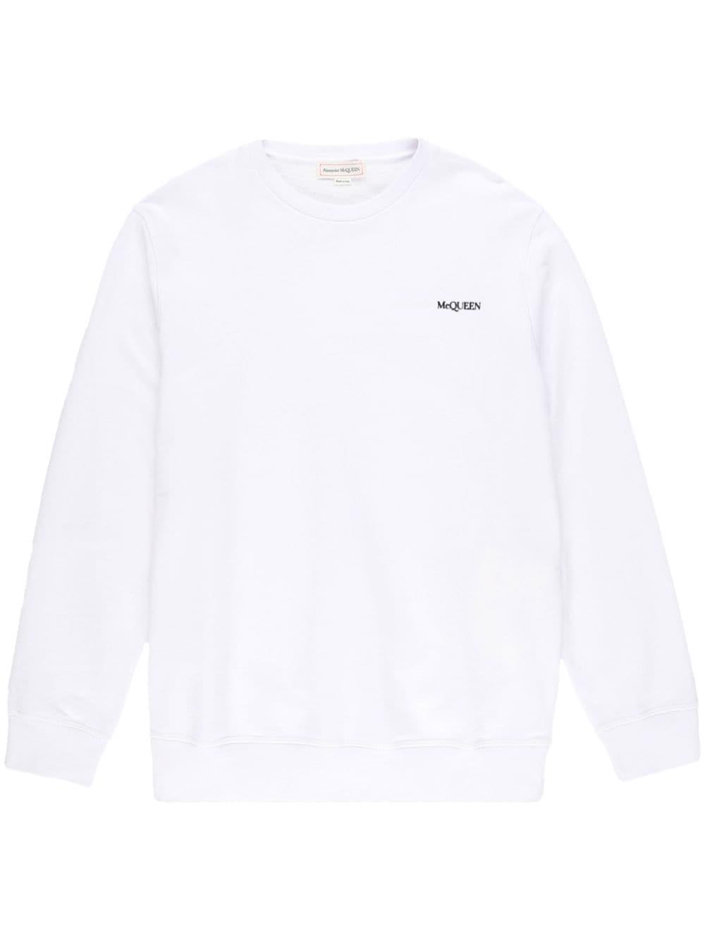 Cotton Ribbed Crew-neck Sweater In White Product Image