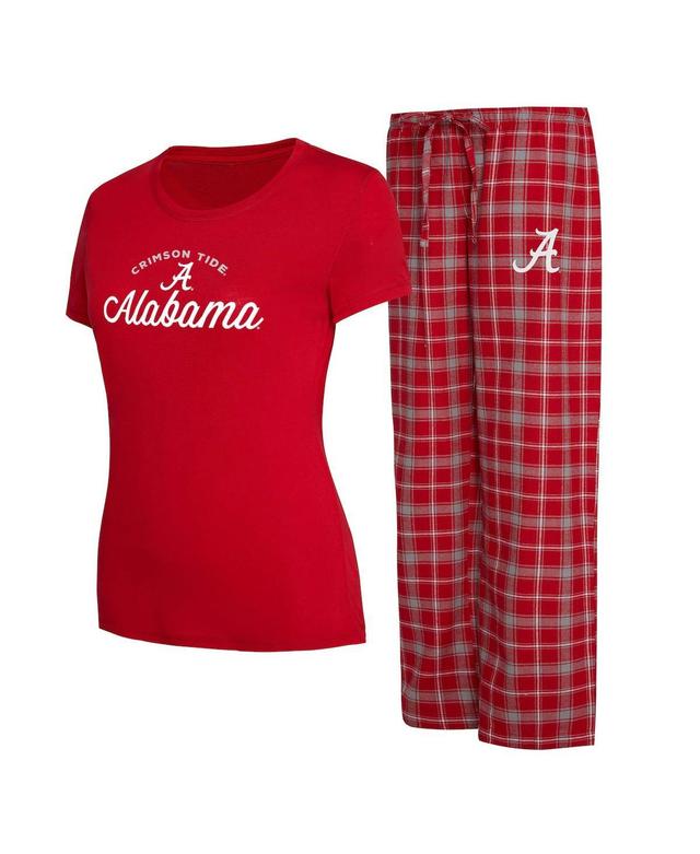 Womens Concepts Sport Crimson/Gray Alabama Crimson Tide Arctic T-Shirt & Flannel Pants Sleep Set Product Image