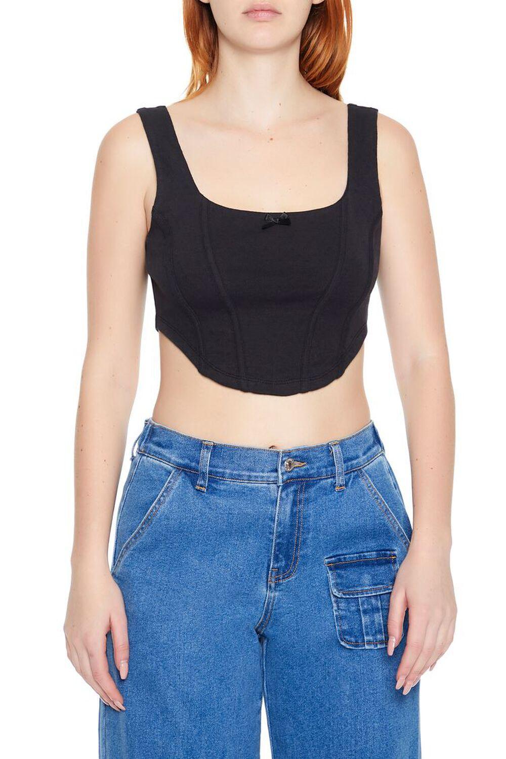 Corset Curved-Hem Crop Top | Forever 21 Product Image