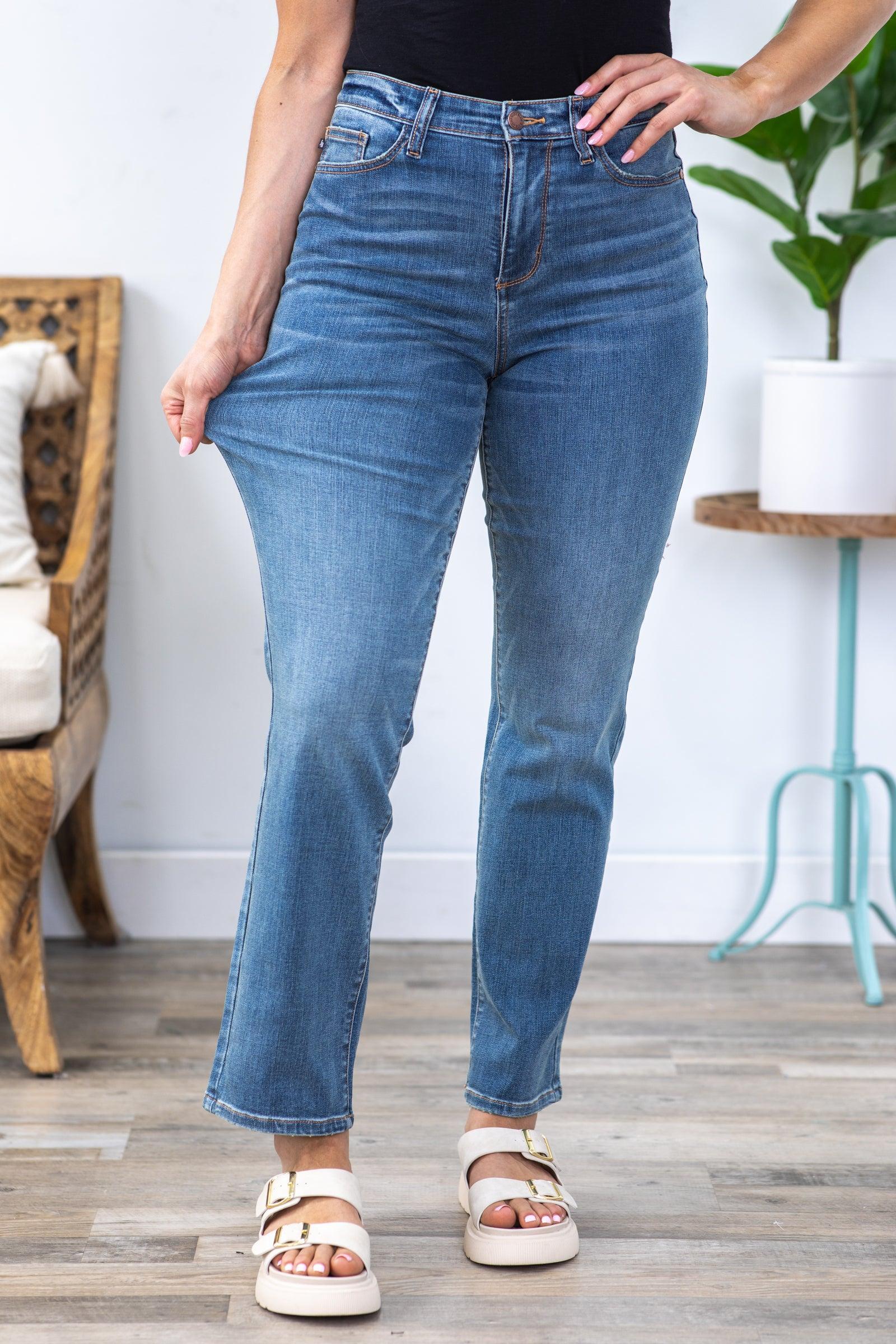 Judy Blue Work It Med Wash Straight Leg Jeans Product Image