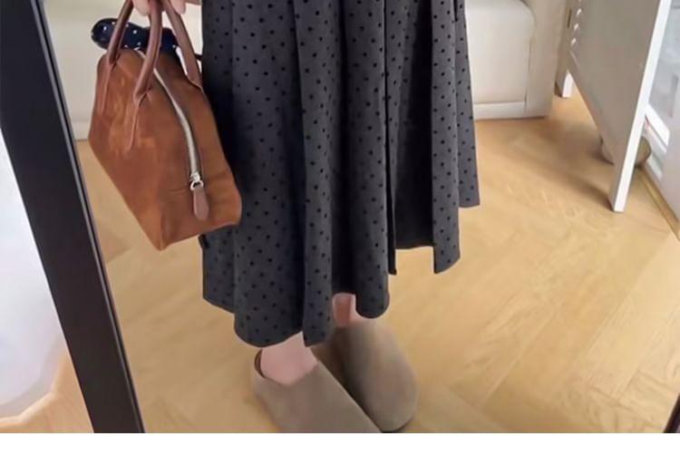 High Rise Polka Dot Midi A-Line Skirt Product Image