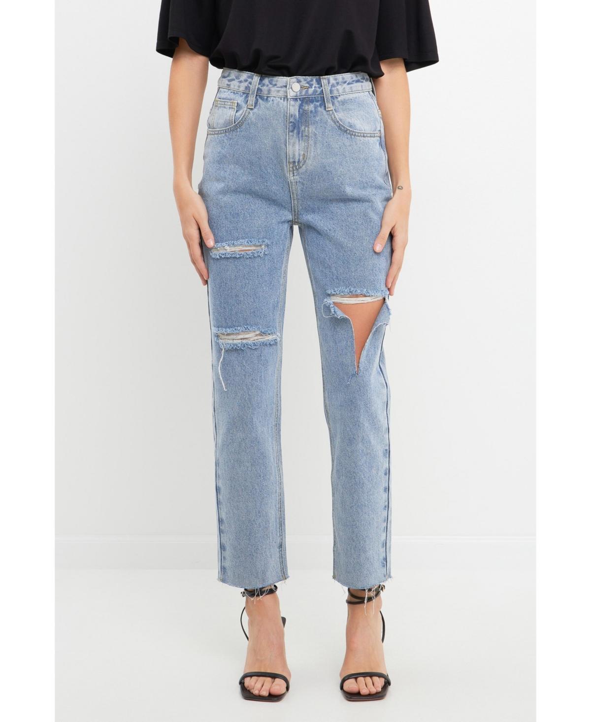 English Factory Womens Destroyed Mom Jeans product image