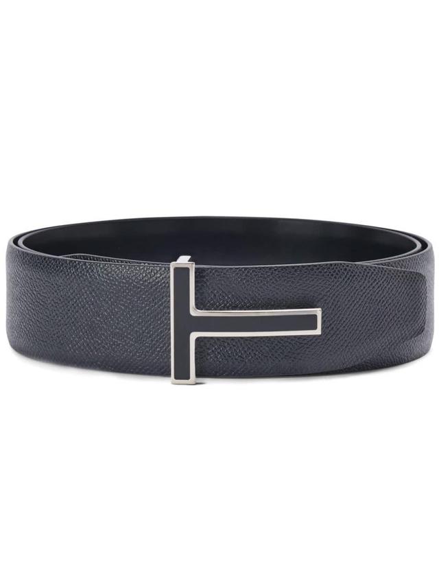 Logo-buckle Leather Belt In Schwarz Product Image