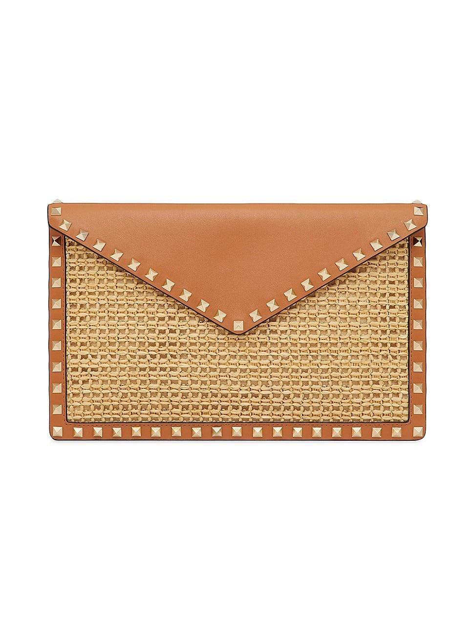 Womens Rockstud Raffia Clutch Bag Product Image