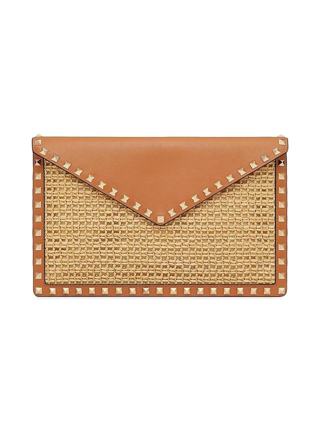 Womens Rockstud Raffia Clutch Bag Product Image