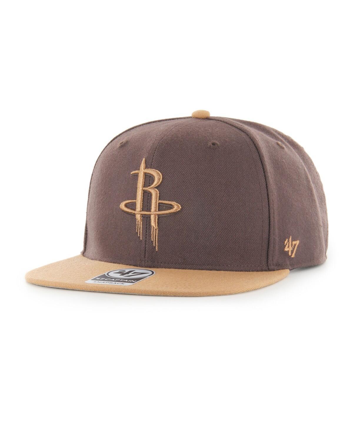 Mens 47 Brand Brown Houston Rockets No Shot Two-Tone Captain Snapback Hat Product Image