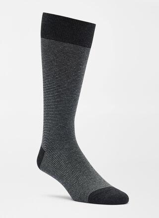 Peter Millar Mens Needle Stripe Crew Sock | Color: Charcoal | Size: OS Product Image