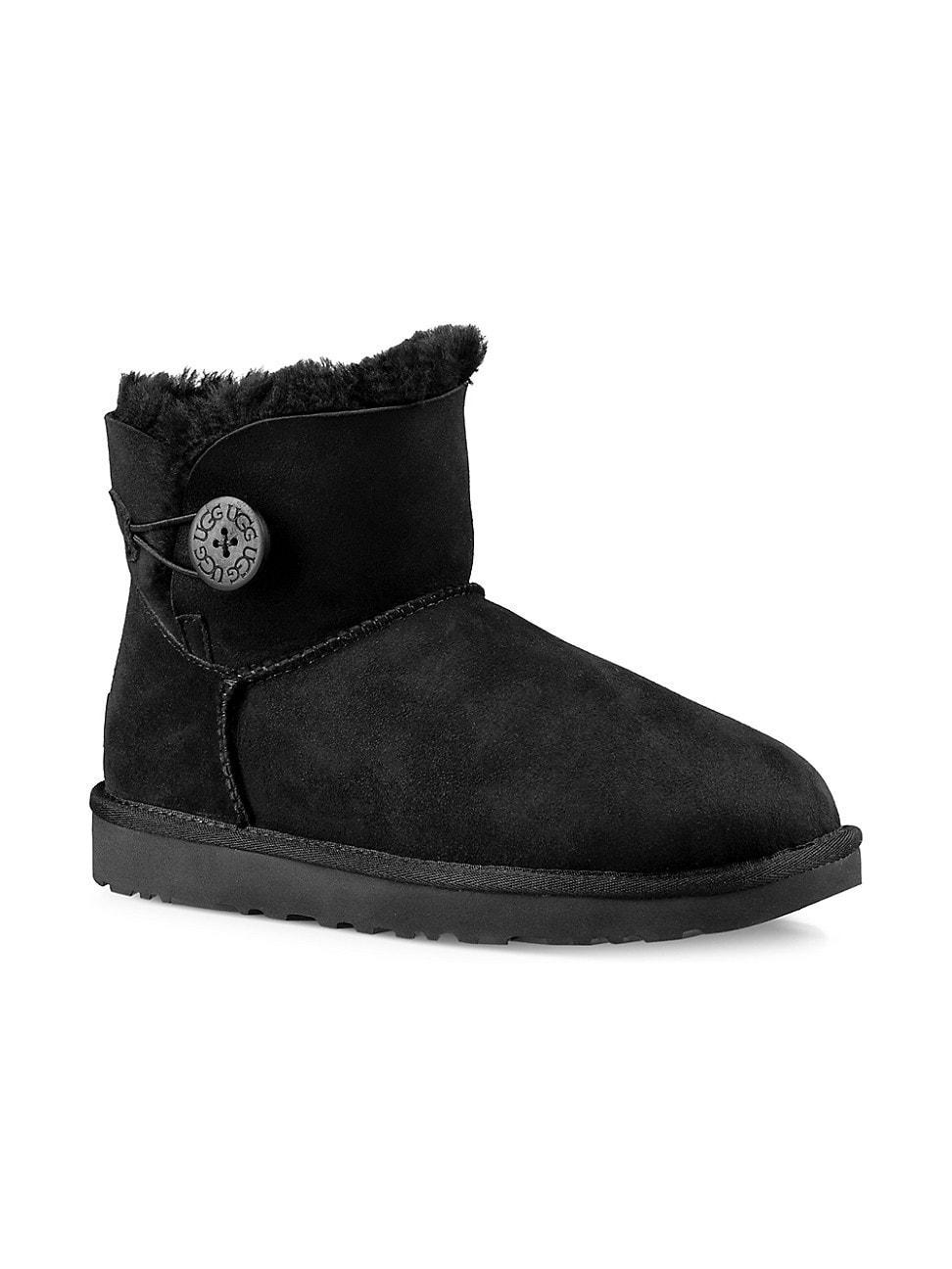 Womens Mini Bailey Button Sheepskin-Lined Suede Ankle Boots Product Image