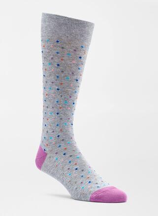 Peter Millar Mens Pin Dot Crew Sock | Color: British Grey | Size: OS Product Image