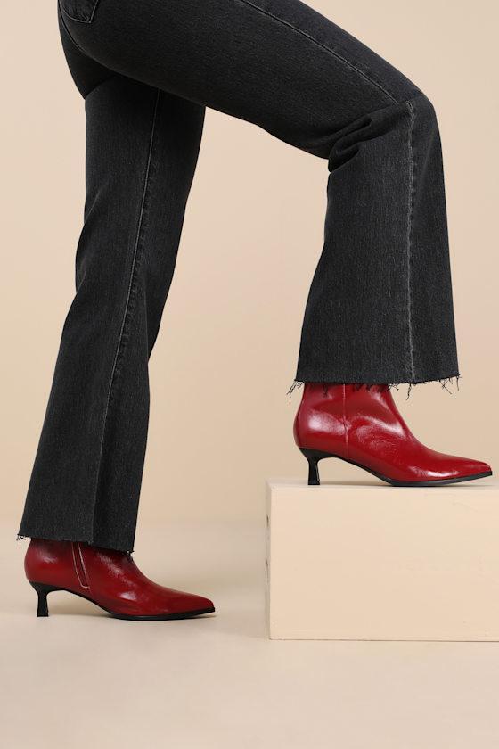 Portwood Red Kitten Heel Ankle Booties Product Image