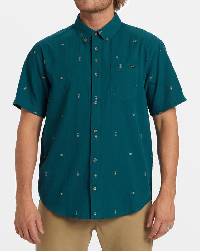 All Day Jacquard Short Sleeve Shirt - Real Teal Male Product Image