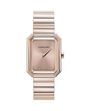 Salvatore Ferragamo Womens Swiss Rose Gold Ion Plated Stainless Steel Bracelet Watch 27x34mm Product Image