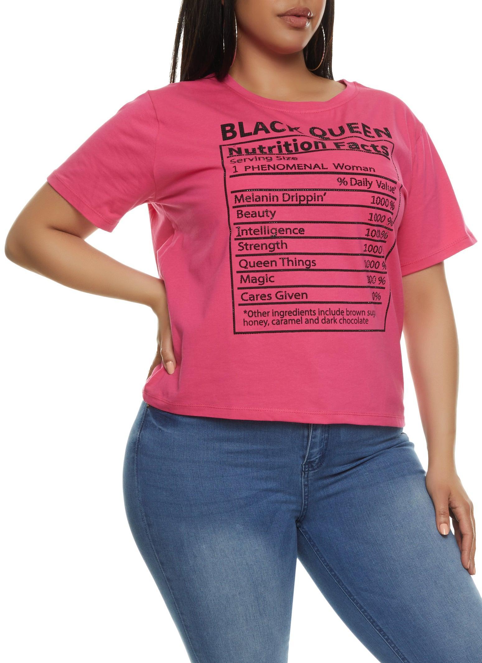 Womens Plus Size Black Queen Rhinestone Graphic Tee Product Image