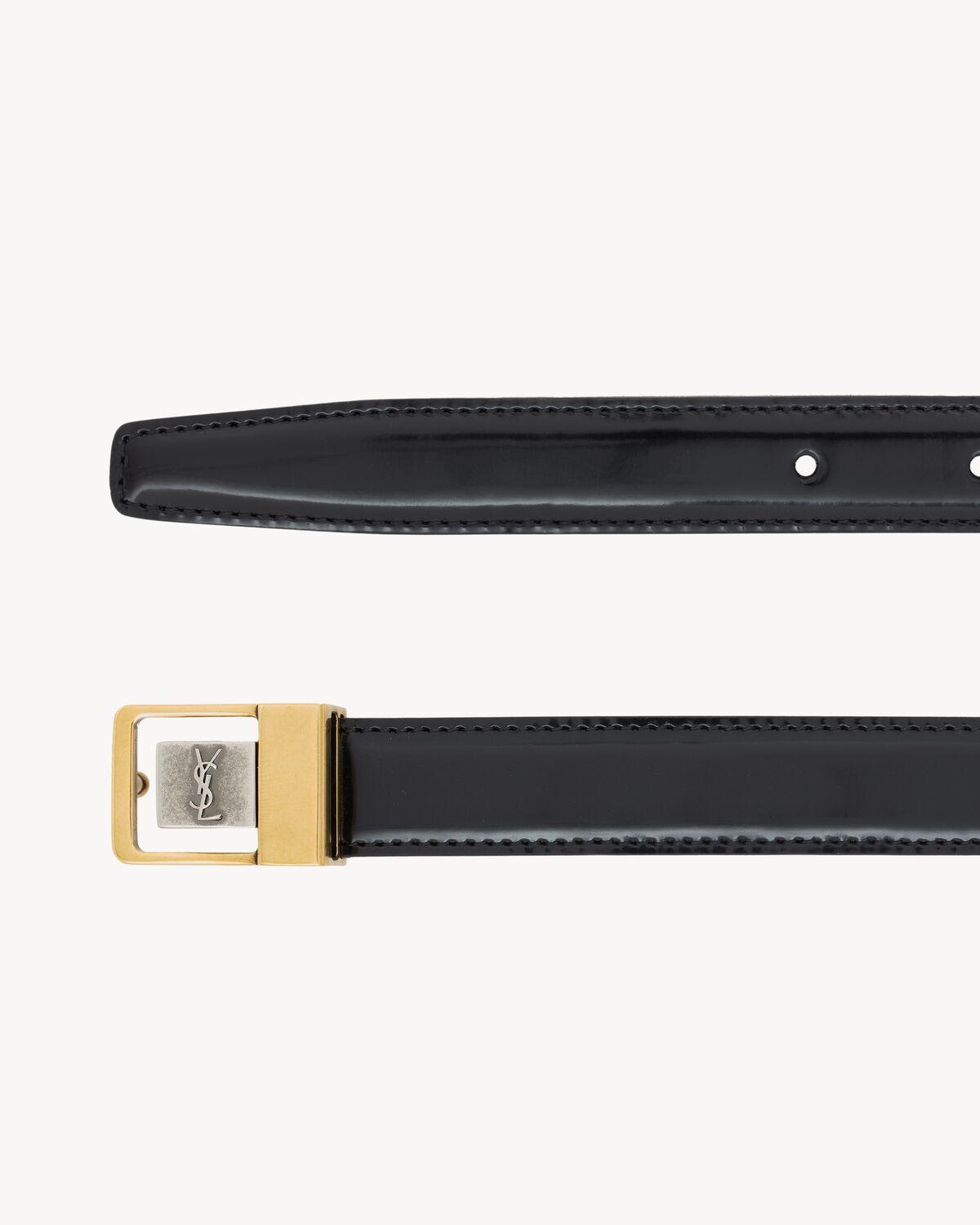 LA 66 buckle thin belt in shiny leather | Saint Laurent | YSL.com Product Image