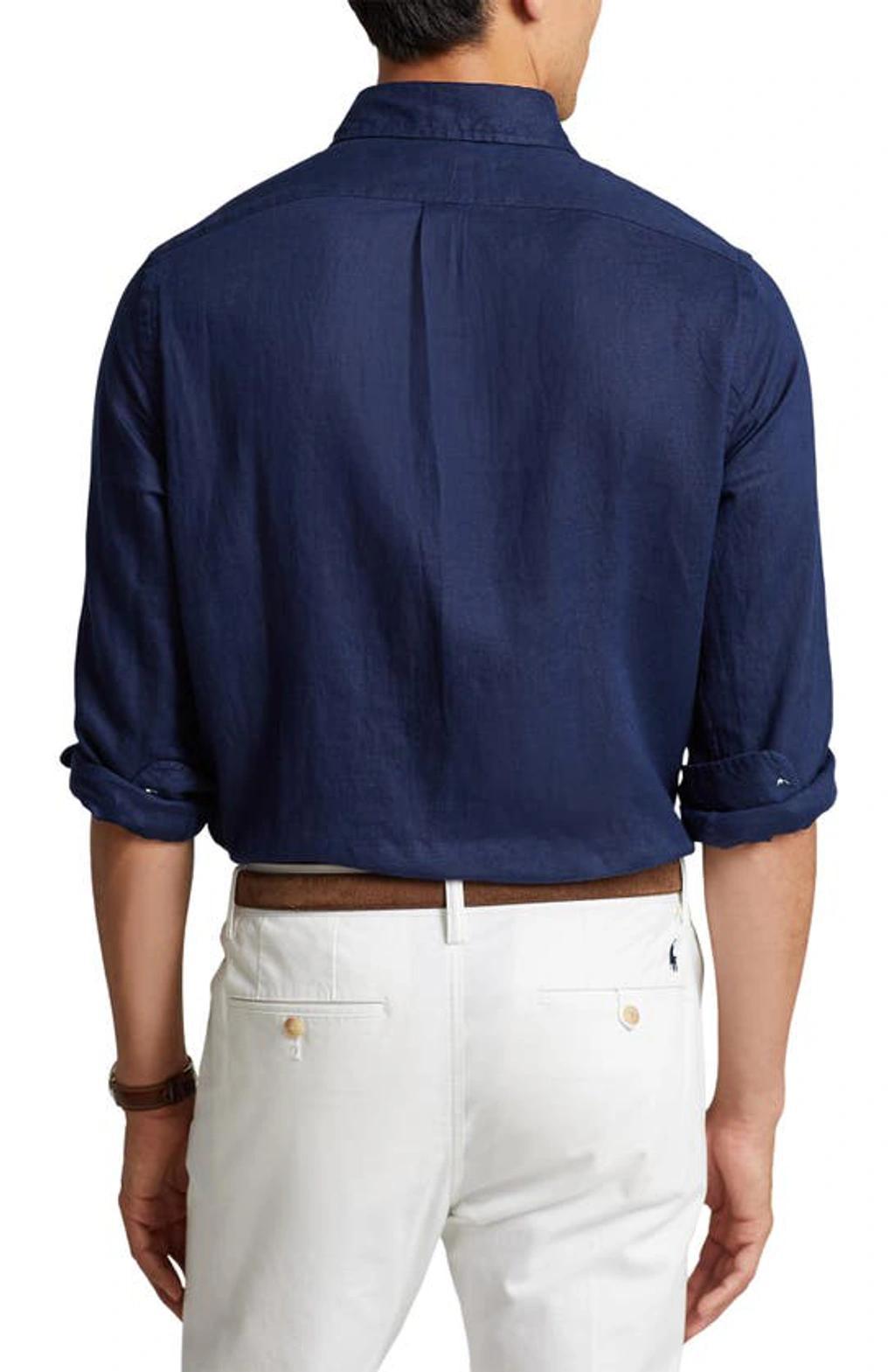 POLO RALPH LAUREN Embroidered Logo Button-down Shirt In Newport Navy Product Image