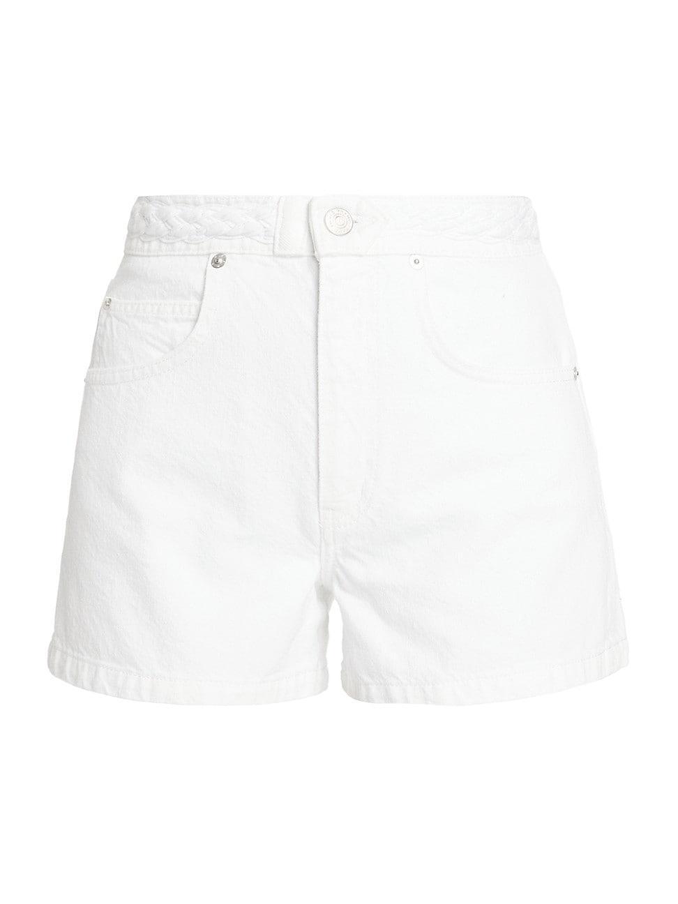 Womens Braided Waistband Denim Shorts Product Image