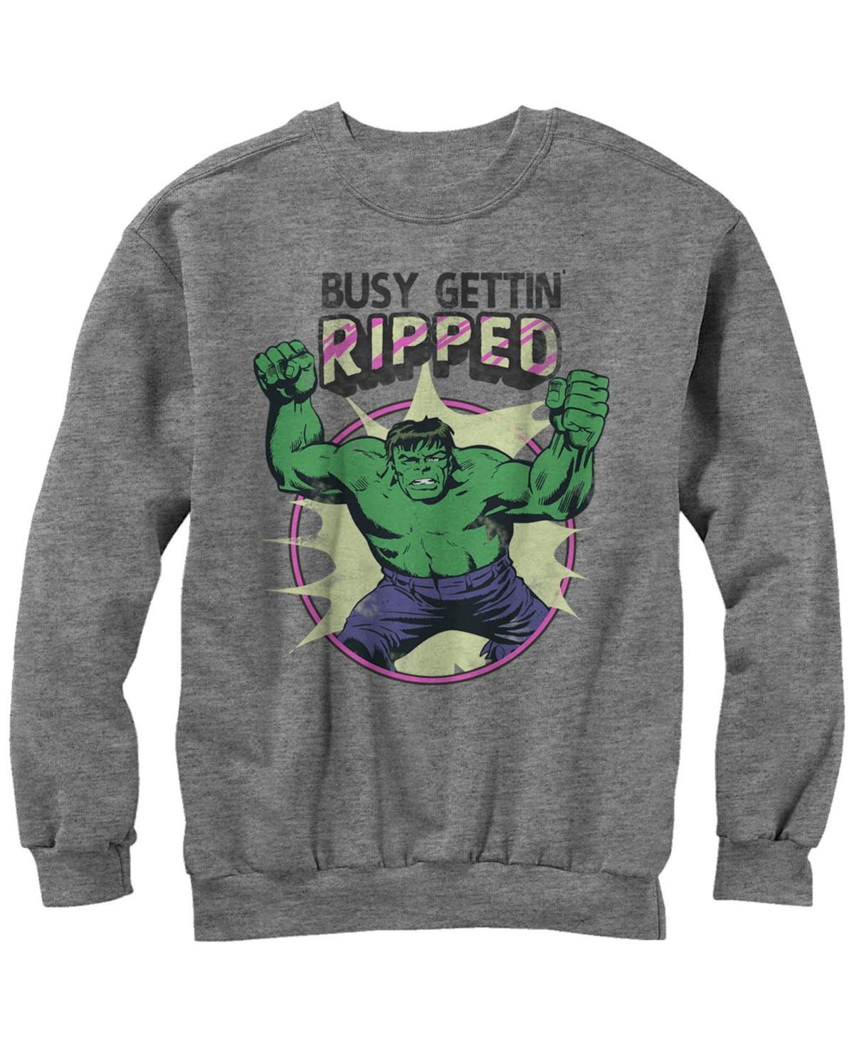 Marvel Mens Classic Comics Hulk Busy Gettin Ripped, Crewneck Fleece Product Image