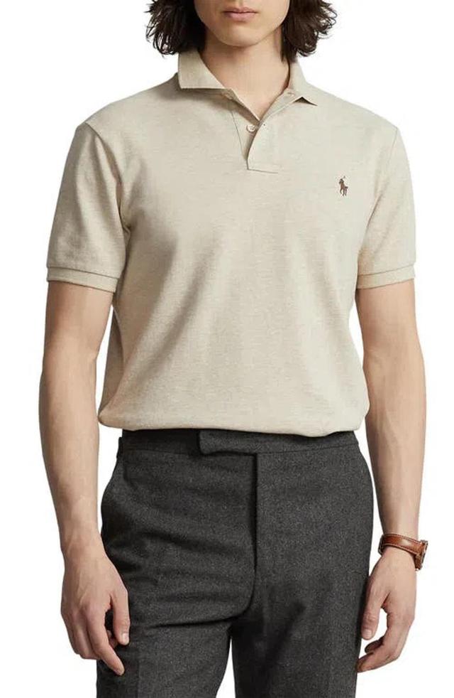 Custom Slim Fit Mesh Polo Shirt In Expedition Dune Heather Product Image