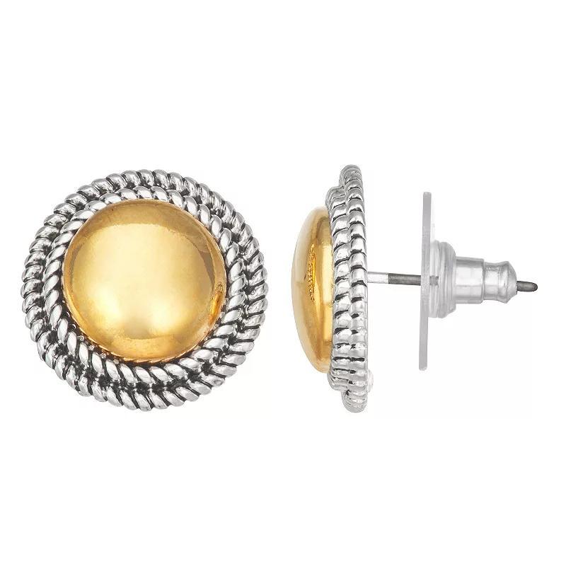 Napier Two-Tone Medallion Stud Earrings, Womens, Gold Tone Product Image