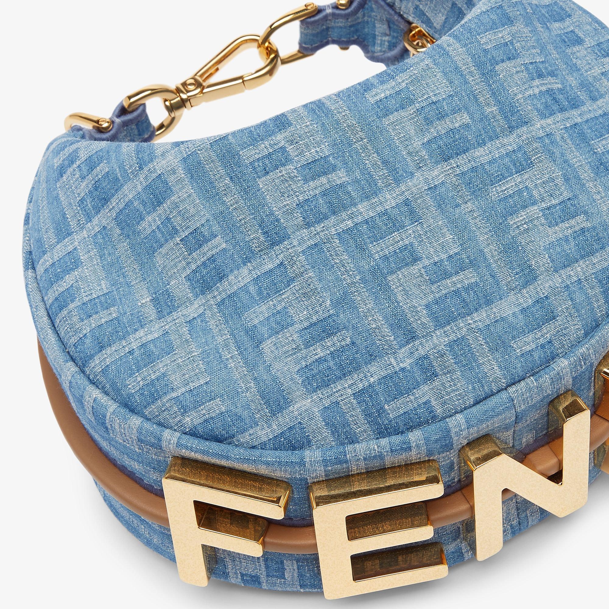 Fendigraphy MiniLight blue FF denim fabric mini bag Product Image