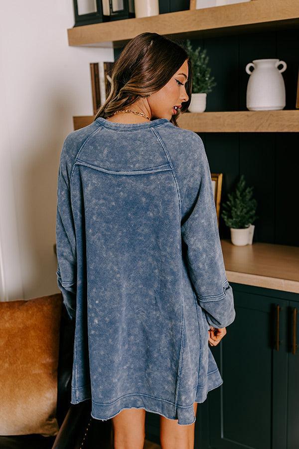 Casual Brunch Mineral Wash Mini Dress in Blue Product Image