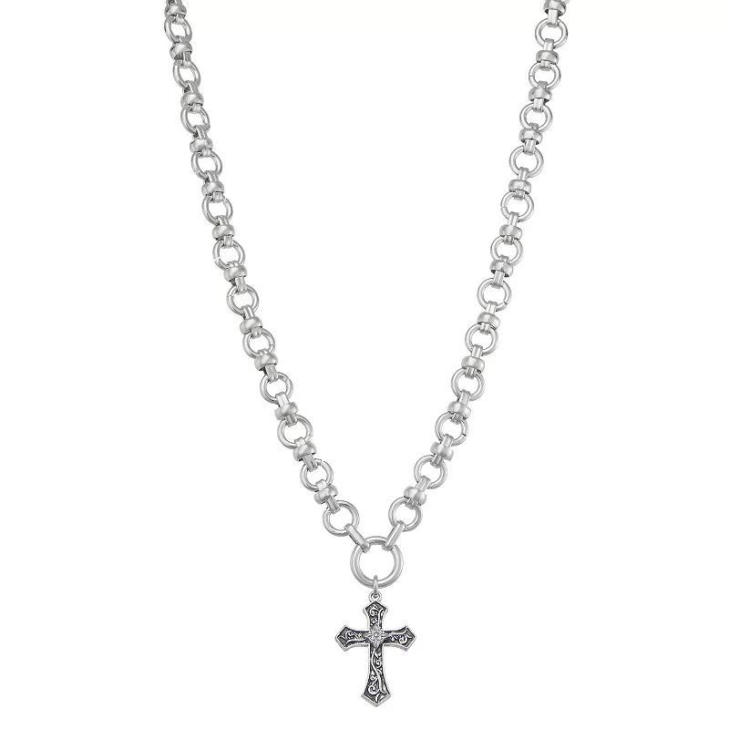 Simply Vera Vera Wang Silver Tone Cross Pendant Necklace, Womens Product Image