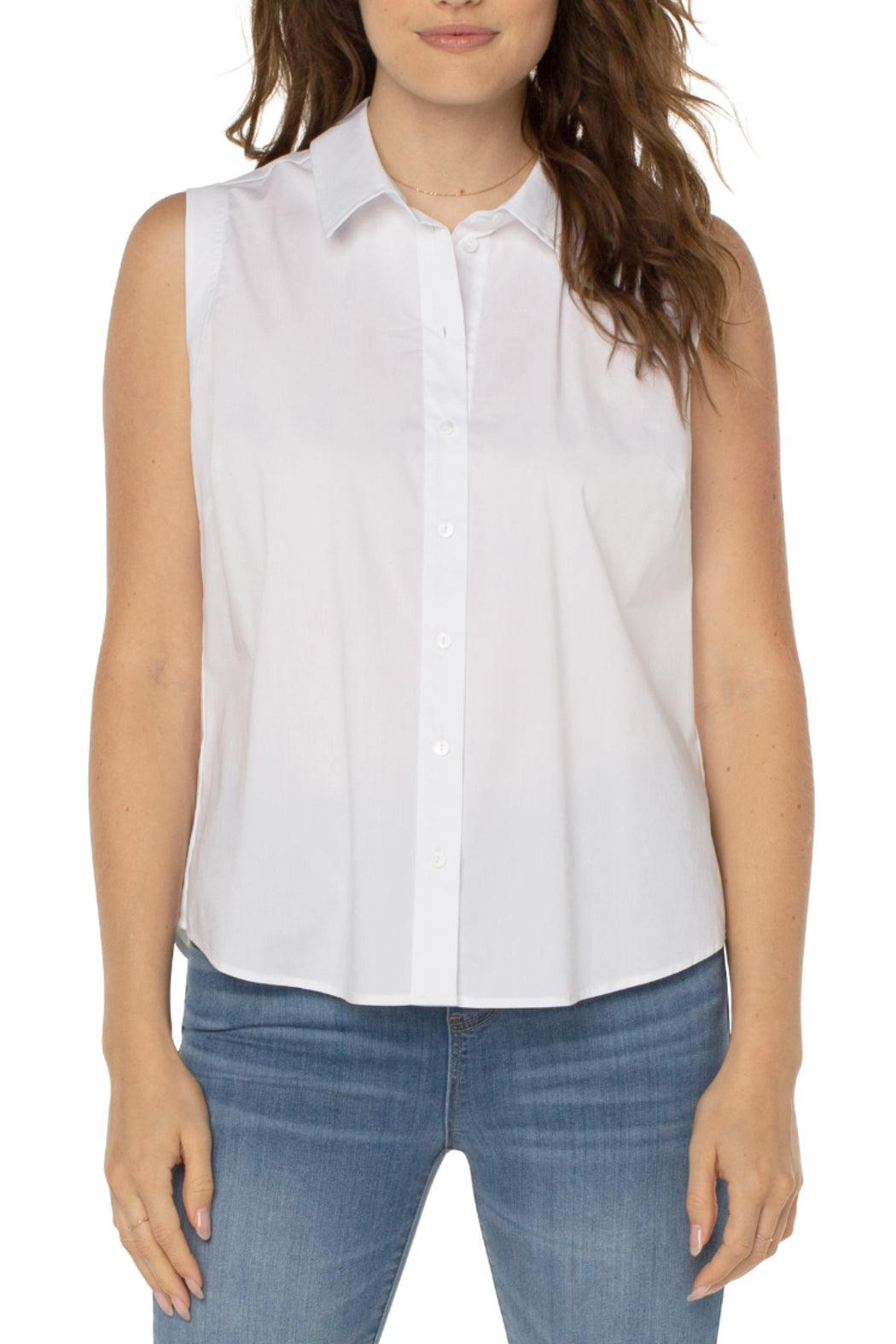 Sleeveless Button Front Shirt Female Product Image