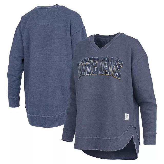 Womens Pressbox Notre Dame Fighting Irish Westin Poncho V-Neck Pullover Sweatshirt Blue Product Image