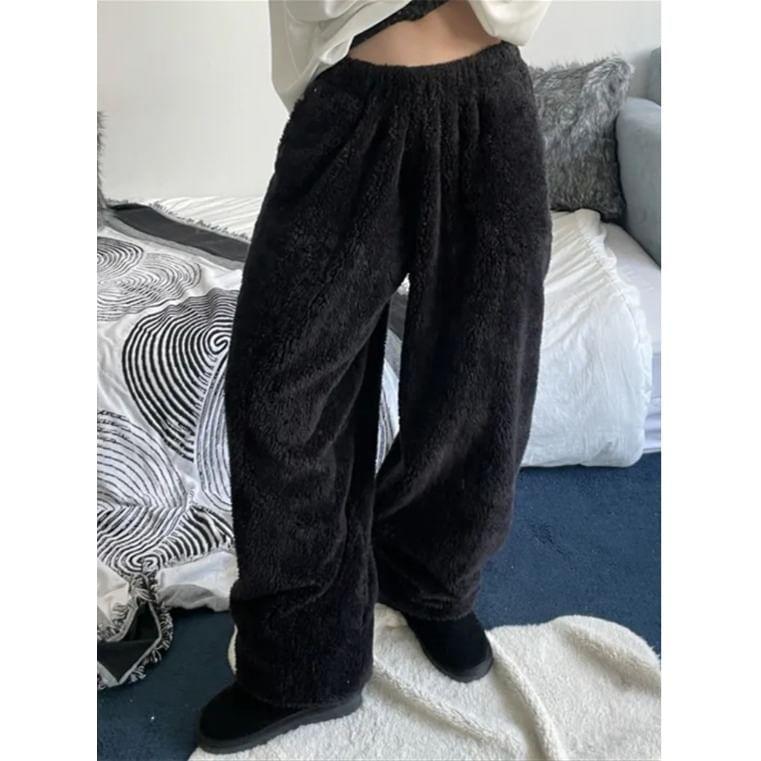 High-Rise Plain Straight Leg Pants Product Image