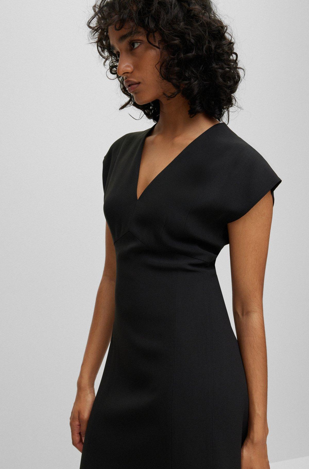 Slim-fit V-neck dress with cap sleeves Product Image