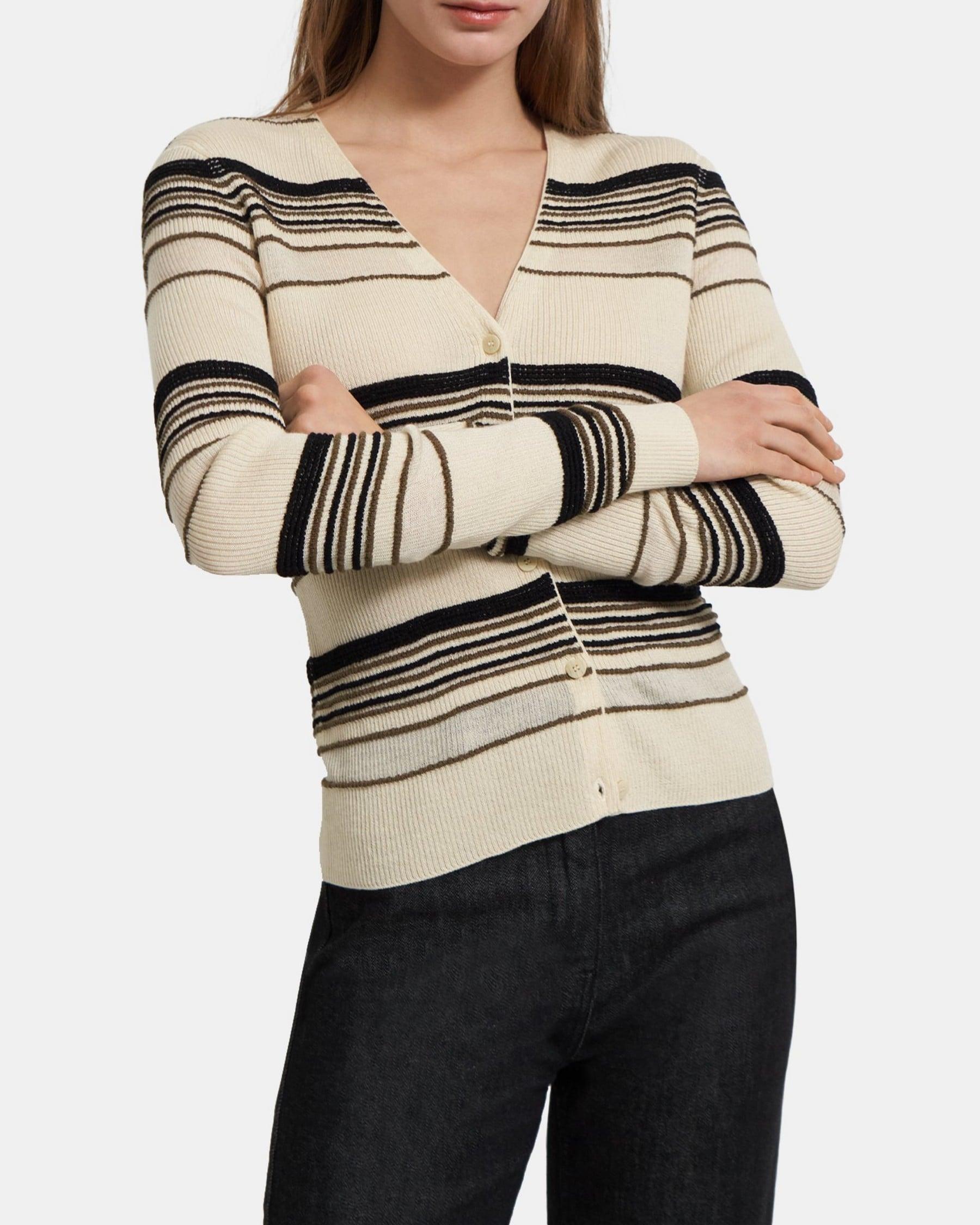 Striped Rib Cardigan in Viscose-Wool product image