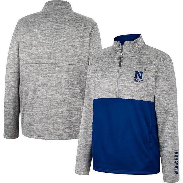 Mens Colosseum Gray Navy Midshipmen John Half-Zip Jacket Product Image