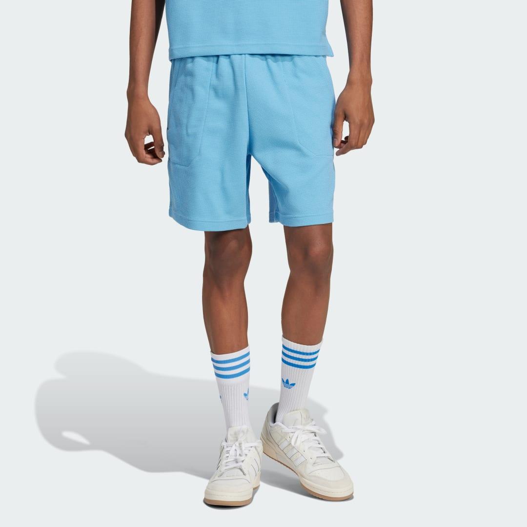 adidas Essentials Trefoil Waffle Shorts Light Blue M Mens Product Image