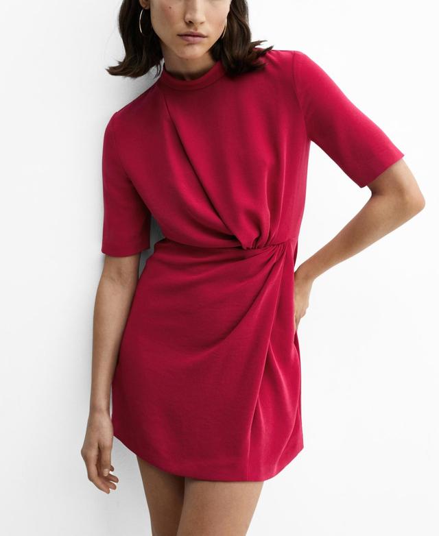 MANGO - Draped detail dress fuchsiaWomen Product Image