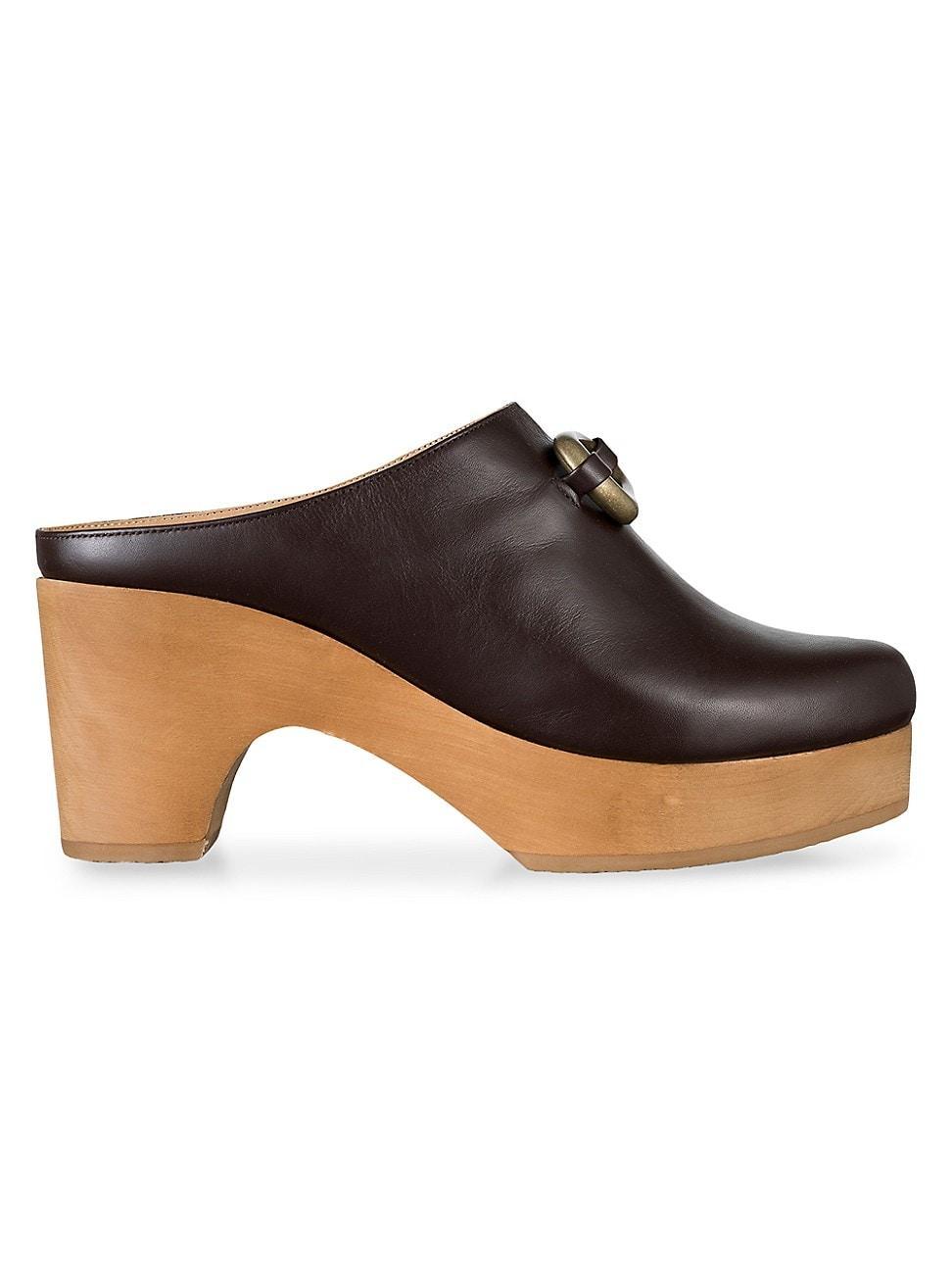 Womens Le Ione Leather Clogs Product Image