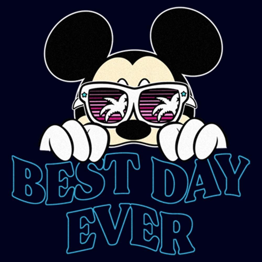 Men's Mickey & Friends Tropical Best Day Ever  T-Shirt - Navy Blue - Small Product Image