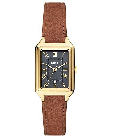 Fossil Womens Raquel Three-Hand Date Medium Brown Genuine Leather Watch, 23mm Product Image