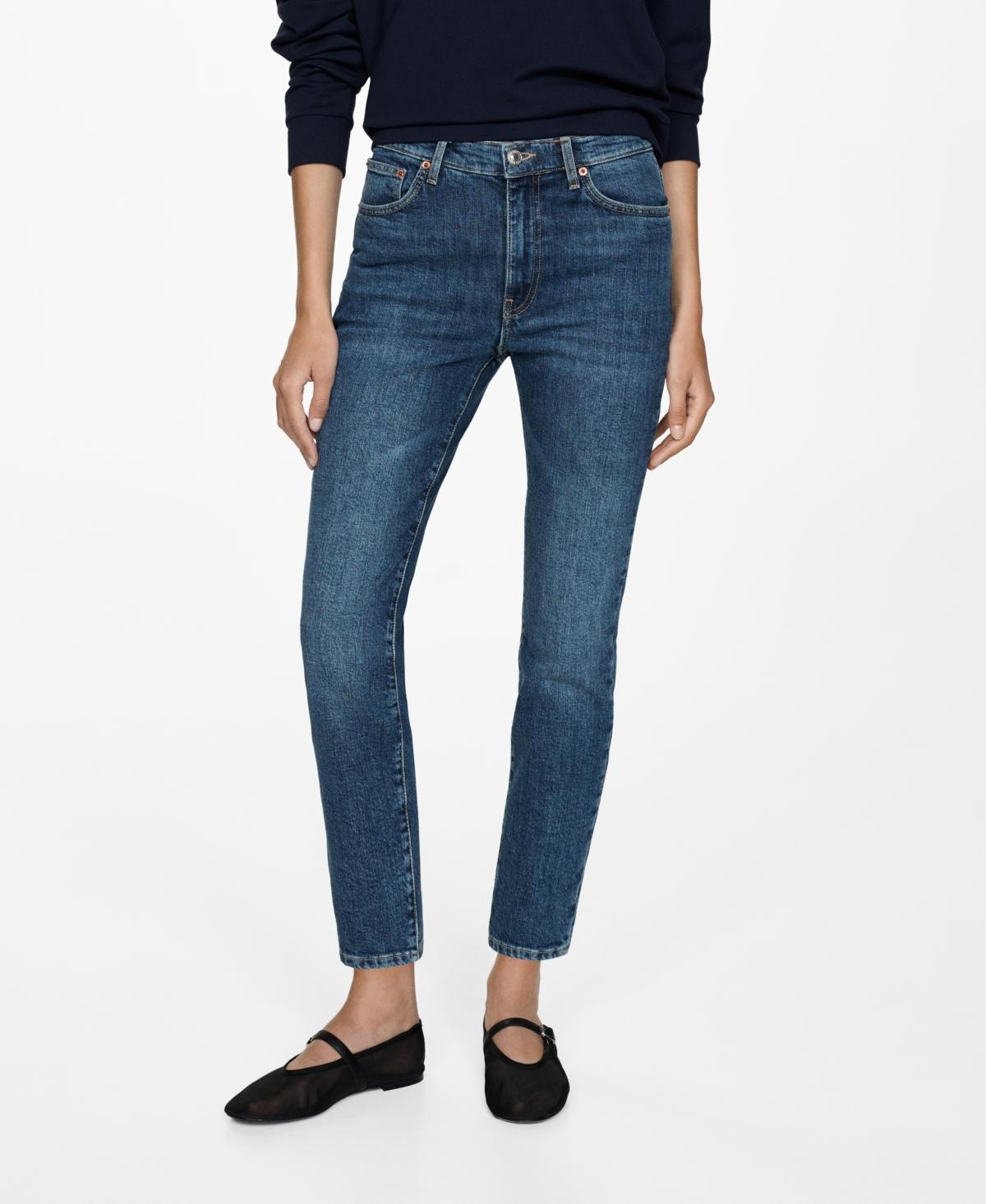 Mango Womens Claudia Slim Crop Waxed Jeans product image